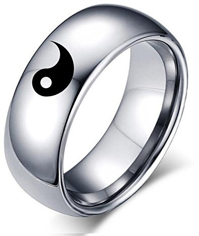LAFATINA Yin und Yang Design Herren Damen Hochzeit Ring Chinesisch Schwarz Silber Tai Chi Balance Passende Engagement Ring