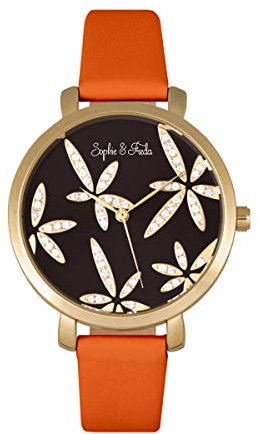 Sophie and Freda Key West Women's Quartz Orange Genuine Leather Gold Watch SAFSF4305
