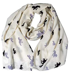 Karlslund Schal mit Pferde (Beige/schwarz)