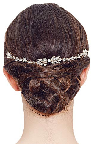 Kristall-Haarreif für die Braut, Kopfschmuck mit Perlen und Strasssteinen, Kopfschmuck für Damen, Hochzeitshaarschmuck, Braun, Einheitsgröße, braun, 1 unidad (Paquete de 1)