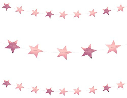 Oblique Unique® Stern Girlande Banner mit Sternen Deko für Geburtstag Jubiläum Baby Shower Party Weihnachten Blau Gold Roségold - Farbe wählbar (Roségold)