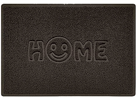 Nicoman SMILEY FACE Embossed Shape Door Mat Dirt-Trapper Washable Barrier Doormat-(Use Indoor or Sheltered Outdoor)-(90x60cm/3x2ft,Large) Brown