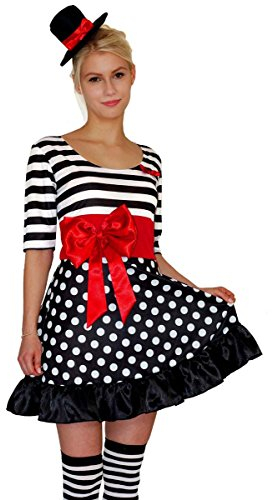 MAYLYNN 15611 - Clown Kostüm Harlekin Pantomime mit Strümpfen und Hut, Größe XL ca. 42