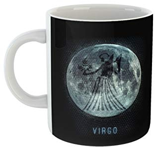 clothinx Sternzeichen Jungfrau Tasse mit Mond | Astrologisch Geburtstag und Geburt August - September | Liebevoll gestaltetes Tierkreiszeichen Motiv