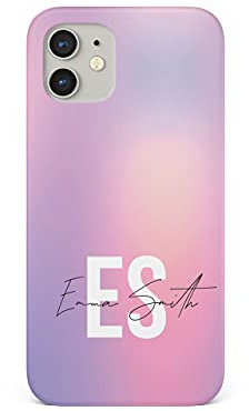 Tirita Personalised Initials Custom Hard Phone Case Compatible with iPhone 12 & 12 Pro PRINTED GLITTER, NOT REAL GLITTER Fashion Stylish Monogram Iridescent Ombre
