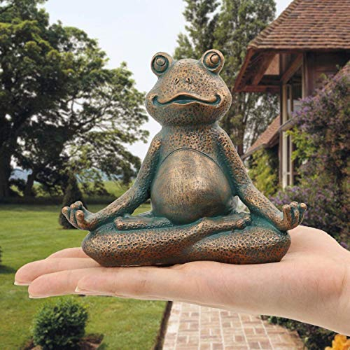 Nacome Meditierender Frosch, Miniatur-Figur, Zen-Yoga-Frosch, Gartenfigur, Ornament, Indoor/Outdoor, Gartenskulptur für Feengarten, Haus, Terrasse, Deck, Veranda, Kunstdekoration, 12.7 cm (Kupfer)