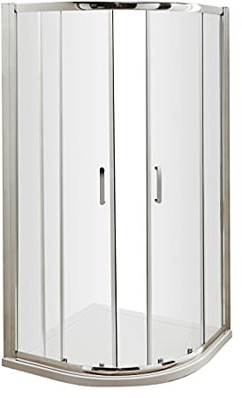 nuie AQU9H3 Pacific Modern Bathroom Easyfit Quadrant Shower Enclosure with Sliding Doors, 6mm Toughened Safety Glass and Round D-Handle, 900mm, Polished Chrome
