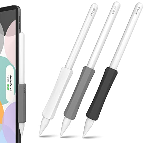 NIUTRENDZ 3 Stück Silikon Griff für Apple Pencil 2. Generation, Apple Pencil Pro& USB-C Schutzhülle Zubehör Ergonomisches Design Ärmel Halter【Magnetisches Aufladen & Double Tap】