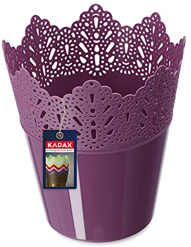 KADAX Pot de Fleurs en Dentelle en Plastique 9 Couleurs, Motif Dentelle, Protection pour Pot de Fleurs, pour Bureau, Pot, Jardin, Pot de Fleurs, Pot de Fleurs, (diamètre 12 cm Bas Violet)