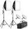RALENO Softbox Fotostudio Set, 2 x 50x50cm Fotolicht mit 50W 5500 K Glühbirne und Stativ für Porträtfotografie, Game-Streaming,Videofotografie(Softbox mit Grauem Rand)