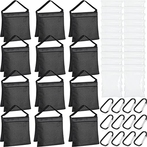 12 Packungen Fotografie-Gewichtsbeutel, Fotostudio, gefüllt, leer, schwerer Sandsack-Set für Fotografie, Stativ, Lichtständer, Sport, Outdoor, Fotostudio, Galgenhalterungen (schwarz)