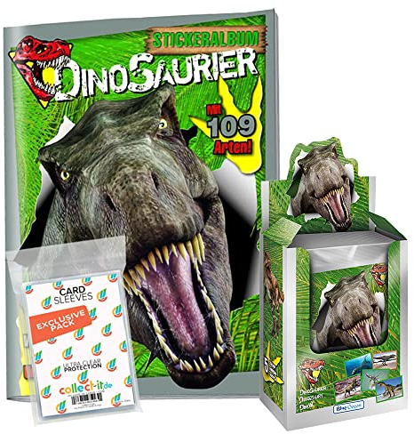 collect-it.de MY HOME OF CARDS + TOYS Exklusive Aufbewahrungshüllen im Bundle mit Blue Ocean Dinosaurier 2022 - Sammelsticker - 1 Display (36 Tüten) + Album