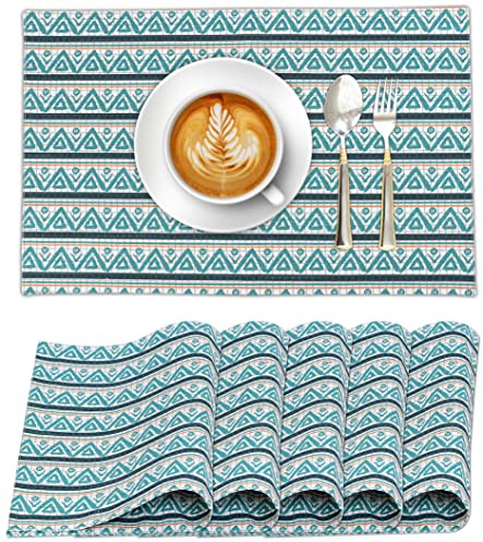 Ruvanti Placemats - 100% Cotton, 13x19 Inch, Set of 6 Modern Place Mats for Dining Table Decor, Kitchen & Table Linens, Coffee Mat for Christmas Dinners - Kite