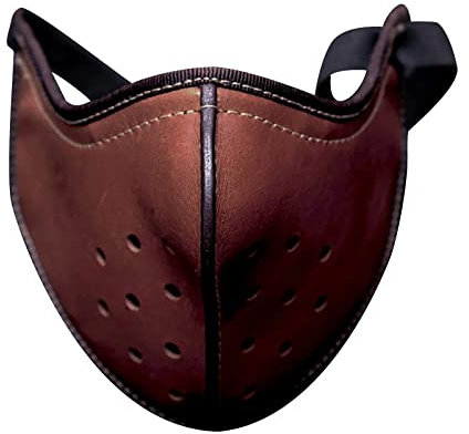 ULSUE Gothique Cosplay Masque Masque en Cuir PU Punk for Masque de Motard Moto Adulte Demi-Visage Décorations de fête (Couleur : Marron, Size : One Size)