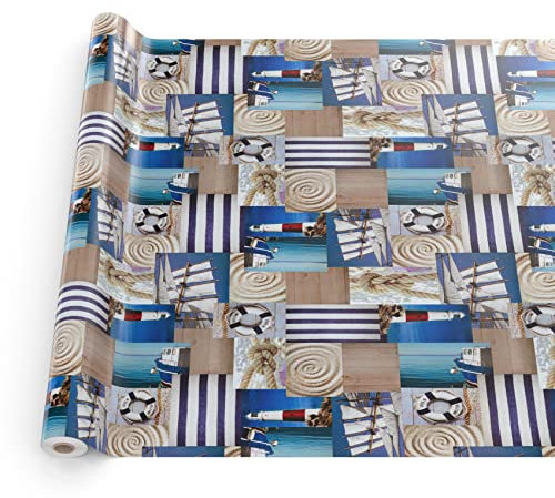 Wachstuchtischdecke Wachstuch Tischdecke abwaschbar Wachstischdecke Plastik-Tischdecken Glatt 350x140cm Schnittkante Maritim