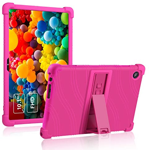 ATOOZ for Lenovo Tab M10 3rd Gen Case 10.1,Soft Silicone Shockproof Case for Lenovo Tab M10 3rd Gen Tablet 2022 (TB-328F/TB-328X) with PC Stand (Rose red)