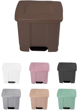 JARDIN202 - Cubo de Basura para el Reciclaje – Basurero con Pedal 35L con 2 Compartimentos | 35L (Marrón claro)