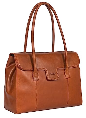 Benthill Damen Handtasche Echt-Leder - Umhängetasche aus weichem hochwertigem Echtleder - Vintage Fashion Bag Beutel - Shopper - Schultertasche, Farbe:Braun
