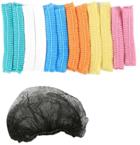 Vliesstoff Kopfhauben, Einweg Haarnetz Mob Kappen für Kosmetik Labor Krankenschwester (100 Stück Blau)