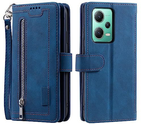 VEEMOS Handyhülle für Xiaomi Redmi Note 12 5G hülle Klappbar Handytasche Schutzhülle Klapphülle mit Kartenfach Handy Tasche Book Cover Flip Case Ständer - Blau