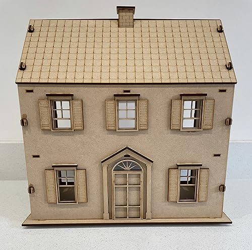 Plain blank Make your own MDF Dolls House Kit miniature doll house 1:24 scale, craft project, model making, childrens diy paint decorate