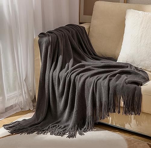 Tagesdecke Wohndecke Weiche Strickdecke Gestrickte Decke Wendedecke Kuscheldeck für Couch, Sofa, Stuhl, Bett, Heimdekoration Beige 130 x 240cm