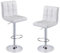 Lot de 2 Tabourets de Bar, Chaises Haut, Hauteur Réglable, Revêtement en PU, Rotatif sur 360°, avec Dossier et Repose-Pieds, Pied Chromé (Blanc)