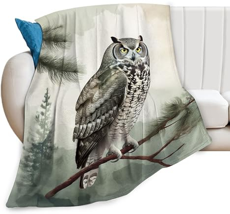 Eulen-Decke, Wald-Eule-Dekor, Überwurfdecke, Eulendecke, Geschenke für Mädchen, Jungen, Eulenliebhaber, Winter, super warm, weich, Plüsch, leicht, Fleece, Flanell, Sofa, Bettwäsche, Decke für Kinder,