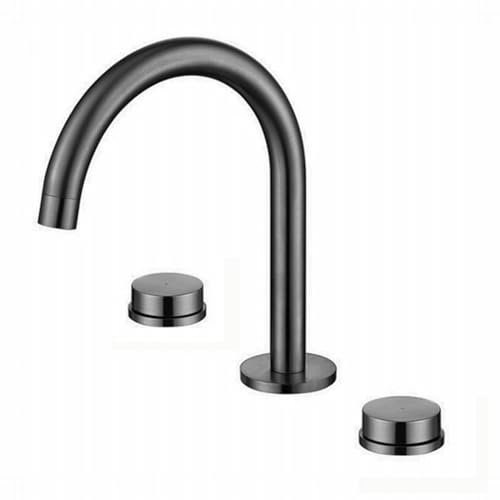 ZYCDP Mitigeur Lavabo 3 Trous Robinet de Lavabo de Salle de Bain À 2 Poignées Robinetterie de Lavabo 3 Trous Mitigeur Chaud et Froid, Gris Pistolet