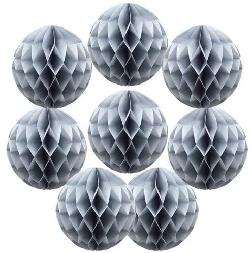 Yosawa Wabenbälle aus Papier, Dekoration für Hochzeit, Geburtstag, Babyparty, Babyzimmer, Kinderzimmer, Dekoration (Grau/Q), 8 Stück