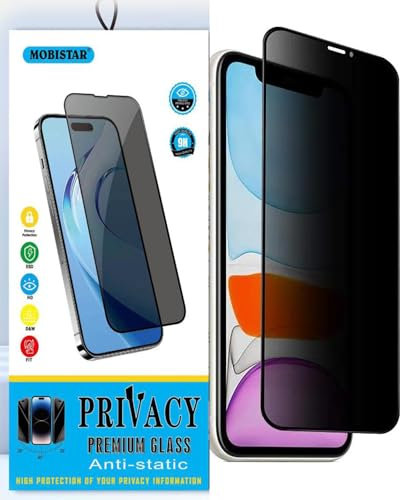 MOBISTAR Privacy Screen Protector for iPhone 11 Pro Max/iPhone Xs Max 6.5-Inch, (Privacy Glass) Full Coverage Anti-Spy Tempered Glass Film with Easy Installation, 1-Pack