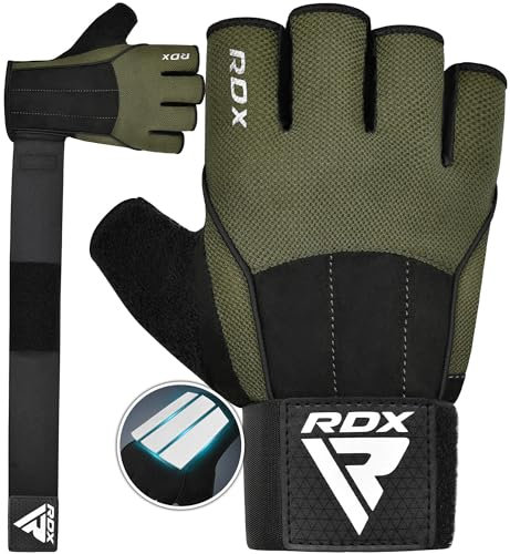RDX Fitness Handschuhe, Trainingshandschuhe mit 3 Handgelenk-Stabilisierungsplatten, 15 Zoll Langer Riemen Non-Slip Handflächenschutz, Sporthandschuhe für Gym Gewichtheben, Powerlifting, Herren Damen