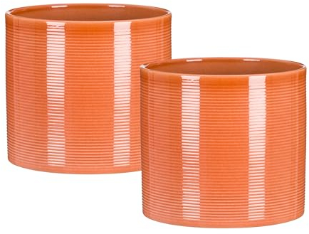 Scheurich Blumentopf 2er Set aus Keramik, Farbe: Papaya, 16 cm Durchmesser, 15 cm hoch, 2,6 l Vol.
