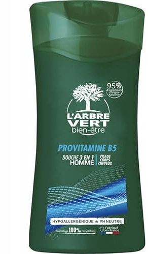 Générique L'Arbre Vert Bien-Être : Gel Douche 3 en 1 Bio pour Homme, Provitamine B5-250 ml Formule douce et écologique pour une peau hydratée et - Le Lot De 4
