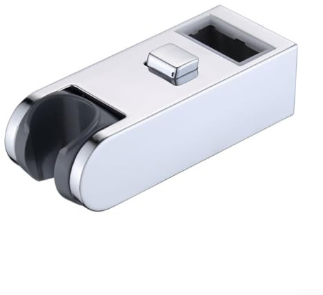 Support de pommeau de douche de rechange en tube carré chromé pour barre de douche coulissante, support réglable avec coussinets en résine intégrés pour salle de bain (30 x 15 mm)