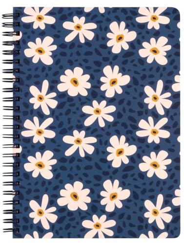 Steel Mill & Co 8.25 x 6.25 Spiral Notebook with 160 Pages, Leopard Daisy | 8.25 x 6.25 Mini Journal with Durable Hardcover, 160 Lined Perforated Pages, Rounded Corners, and Pocket Page