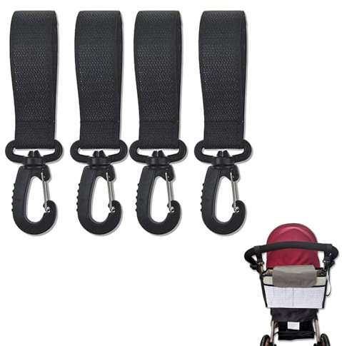 Ganci per Passeggino,Ganci Passeggino Rotanti,Ganci Passeggino Universali,Ganci per Passeggino Gancio,Moschettone Passeggino per Appendere La Spesa,Borse e Borsoni,4 Pezzi