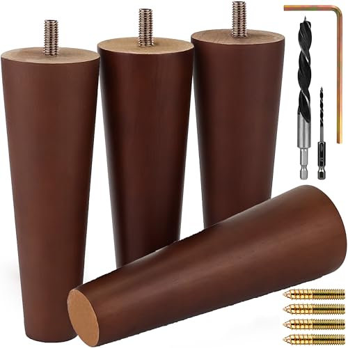 Airy Abode Pieds de meubles en bois de noyer de qualité supérieure (kit d'installation complet) – Choisissez votre taille et votre couleur