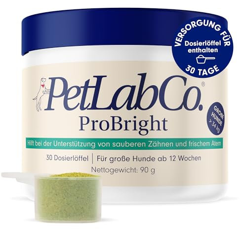 PetLab Co. ProBright Zahnpulver - Zahnpflege für Ihren Hund - Zahnreinigung ohne Zahnbürste - Gegen Zahnstein und Mundgeruch - Entwickelt für Große Hunde