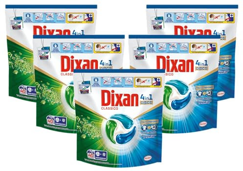 Dixan DISCS 4in1 Classico Detersivo Lavatrice (40 Lavaggi), Capsule lavatrice per una pulizia profonda del bucato e freschezza igienica per la lavatrice, Rimuove le macchie da 20°C