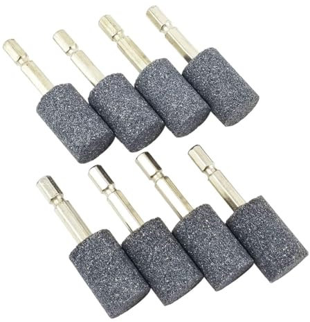 VitalEpcck 8 Pièces de Meule Cylindrique - Pointe de Meulage Montée sur Pierre Abrasive à Tige Hexagonale de 1/4 de Pouce pour Perceuse à Outil Rotatif (20 Mm)