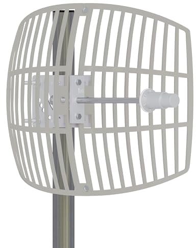 Antenne WiFi grillagée 5 GHz avec gain de 24 dBi – Réception Wi-Fi longue distance jusqu'à 10 km, résistante aux intempéries, avec câble basse perte de 10 m, compatible SMA et RP-SMA (5 GHz)