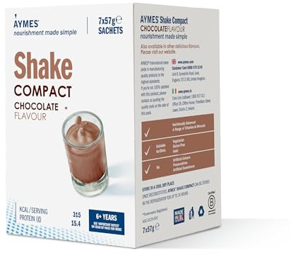 AYMES ActaSolve Shake Compact - Chocolate - 42 Servings | Low Volume Nutritional Powder, Milkshake-Style Drink Mix, Gluten Free & Vegetarian