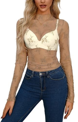 Haut sexy en maille transparente pour femme
