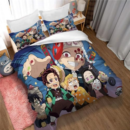 Ste-X Bettbezug Aus 100% Baumwolle, Doppelbett-Bettwäscheset Für Kinder, Bedrucktes Bettbezugset, Weiß-blaues Ganzjahres-Bettwäscheset (DS 01,135x200cm)