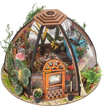 DIY - Invernadero en miniatura (23 x 15 cm, modelo de tienda de flores con muebles y accesorios, escala 1:24)