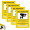 Pack de 4 Carteles de Videovigilancia para Interior o Exterior - 20 x 15 Cm - Placa Amarilla con texto Homologado - Fabricada en PVC, Autoadhesivo y Pretaladrado - Apta para todo tipo de superficies