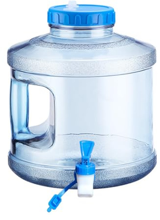 RuiDay 7.5L Reservoir Eau Camping Car,Portable Bidon d'eau avec Poignée,Jerrican Alimentaire avec Robinet,Parfait pour Voyage, Camping, Barbecue, Pêche（avec Accessoires） (Rond Bleu- 7.5L)