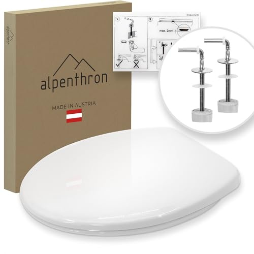 Alpenthron Alpen Basic WC-Sitz Thermoplast – Universell passend, robust & langlebig – Pflegeleicht, einfache Montage – Preiswerter Toilettensitz ohne Softclose – Made in Austria