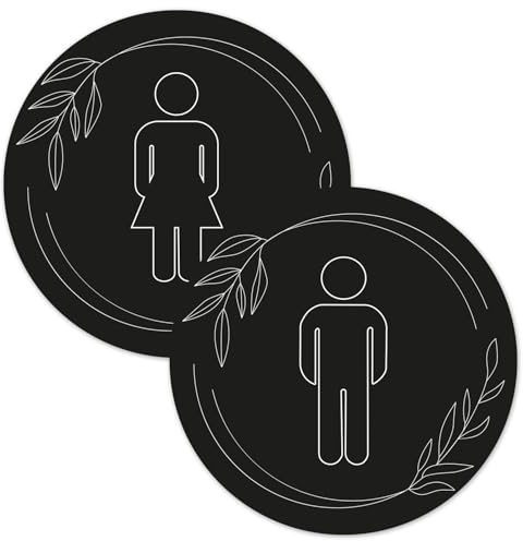 younikat WC Aufkleber 2er Set Frau/Mann Ø 10 cm - you0051 | schwarz, selbstklebend, witterungsbeständig, vergilbungsfrei, UV-beständig